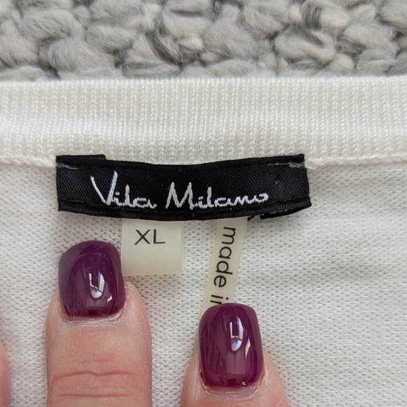 Vila Milano Womens (XL) Off-White V-Neck Sweater w/Full Sleeve Crochet Cut-Outs - Picture 6 of 12